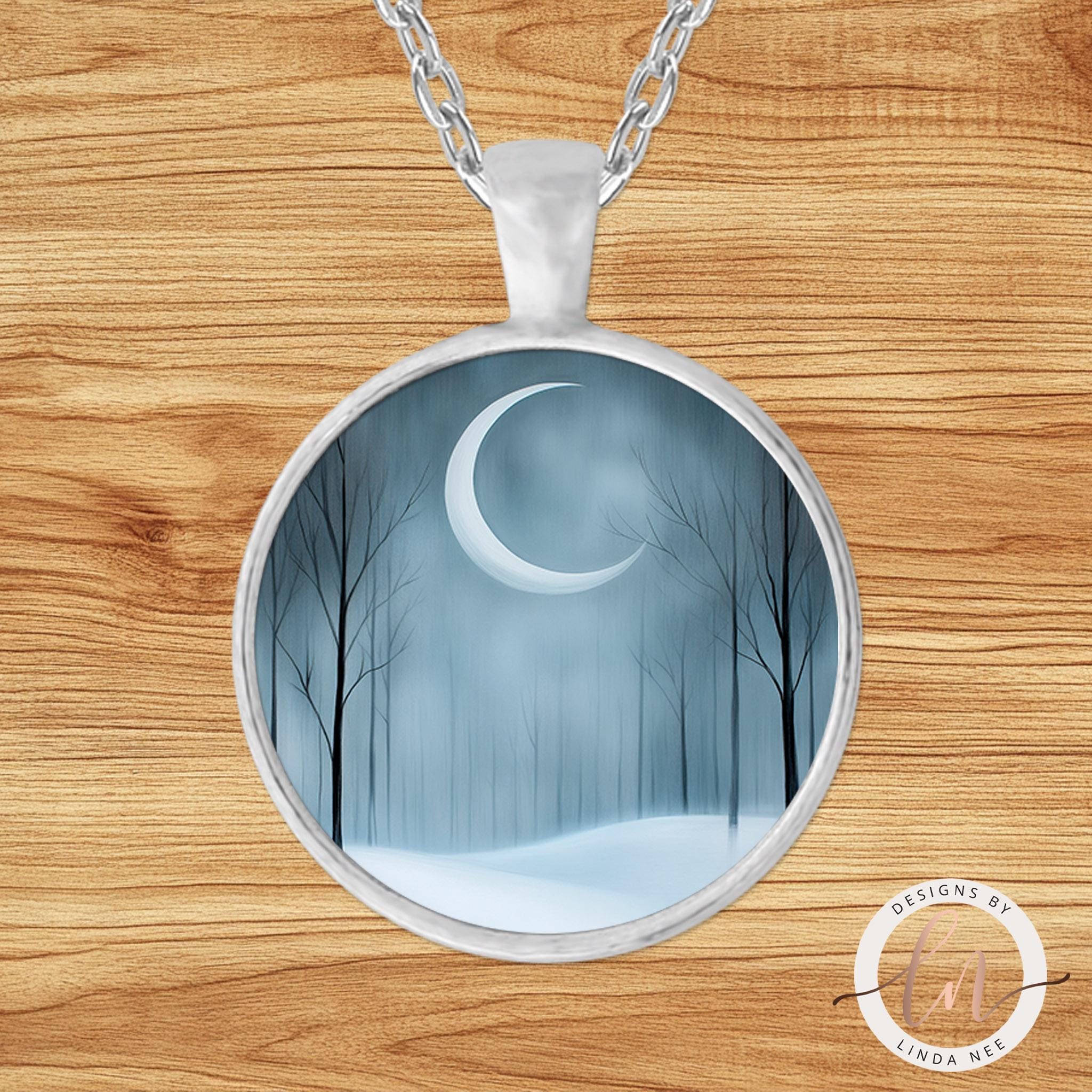 Winter Solstice Moon Necklace - Peaceful Snow Moon Pendant