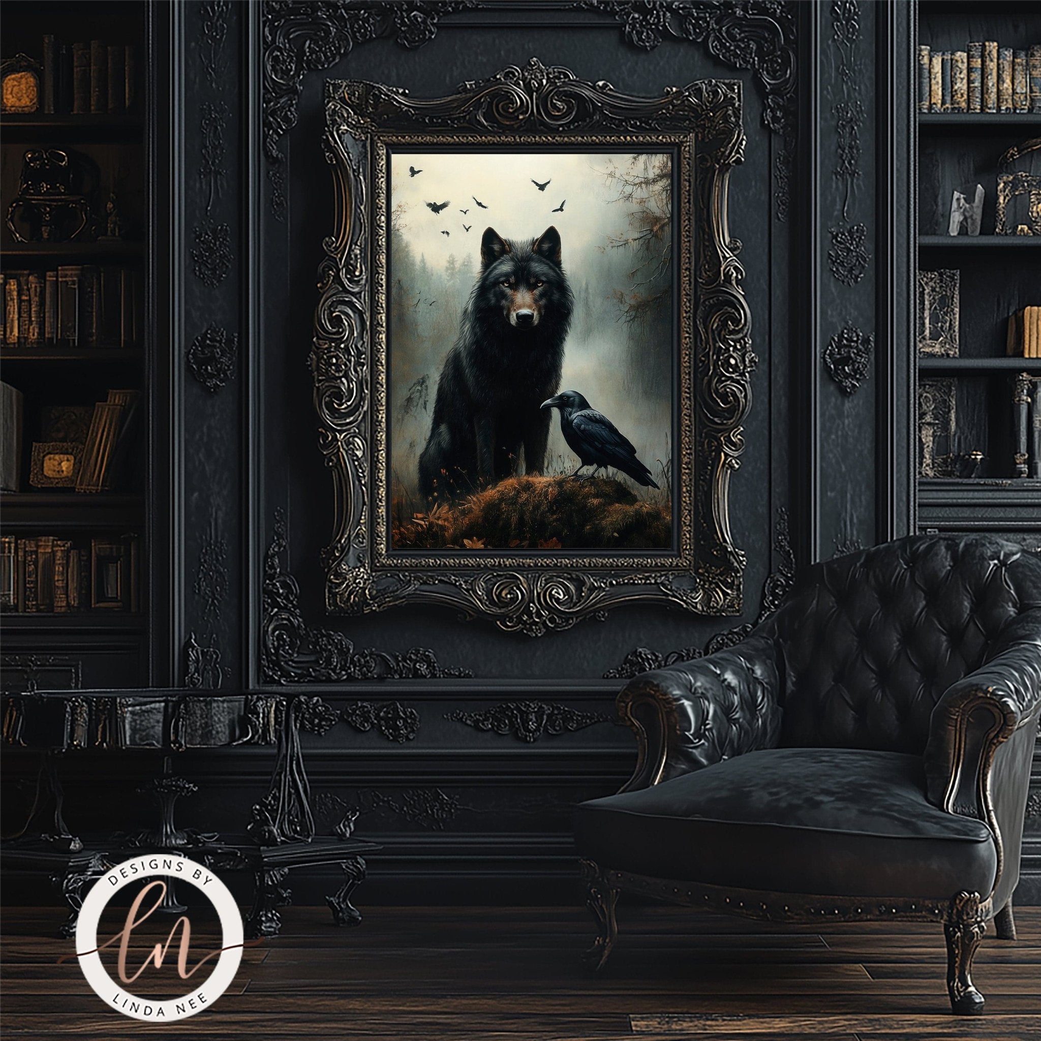 Wolf and Raven Wall Art Print - Available on Metal or Fine Art Paper