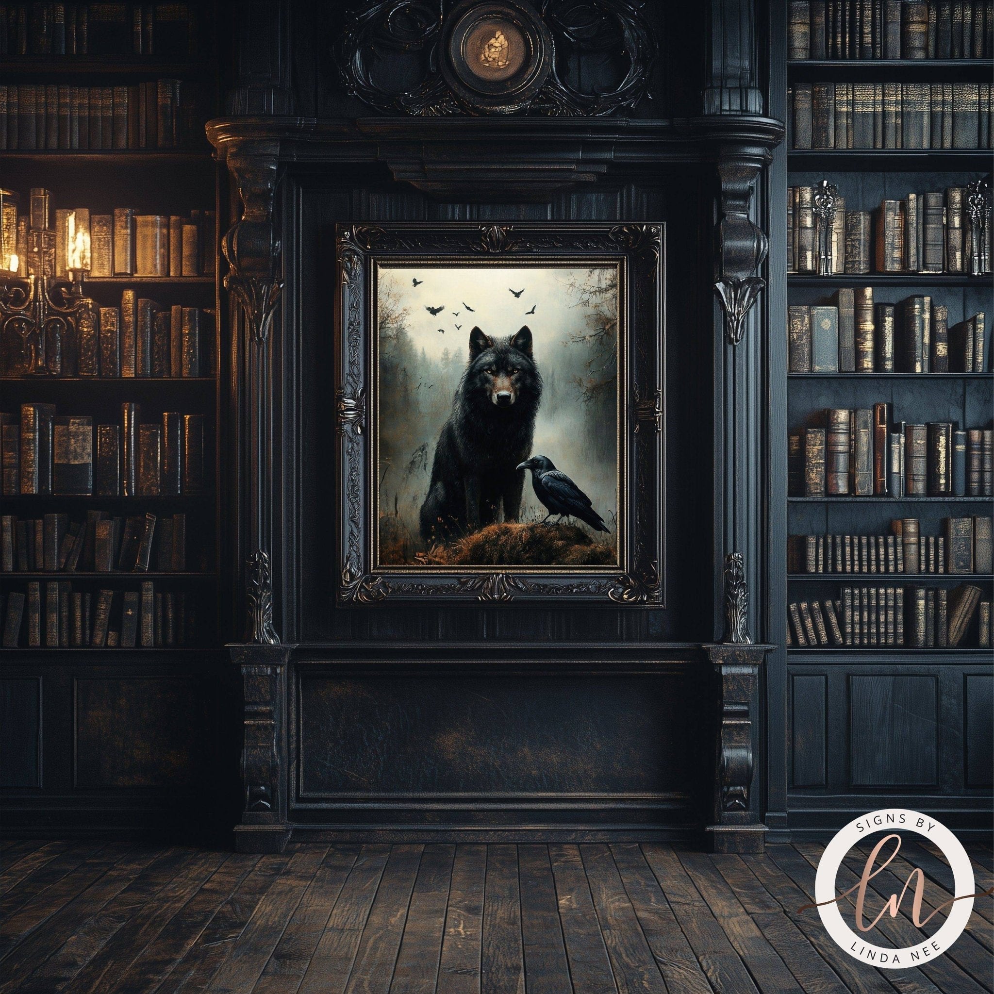 Wolf and Raven Wall Art Print - Available on Metal or Fine Art Paper