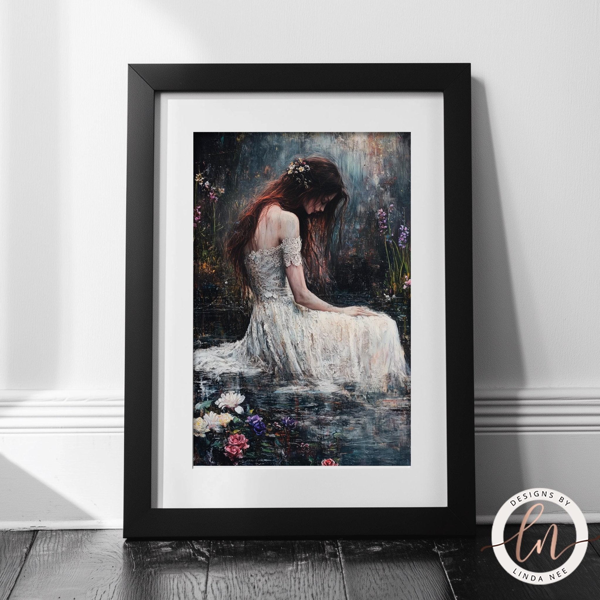 Woman in Lake Dark Academia Print