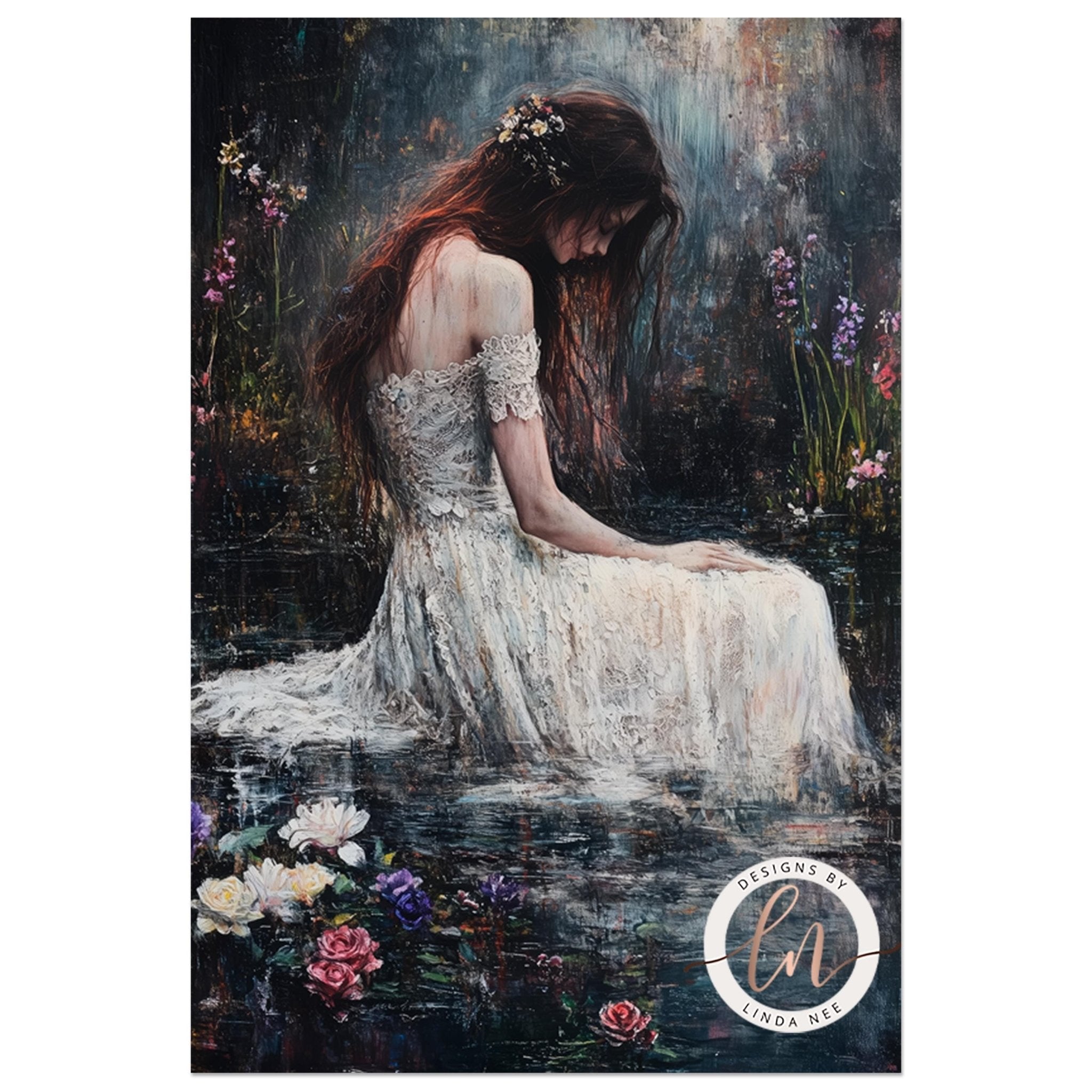 Woman in Lake Dark Academia Print