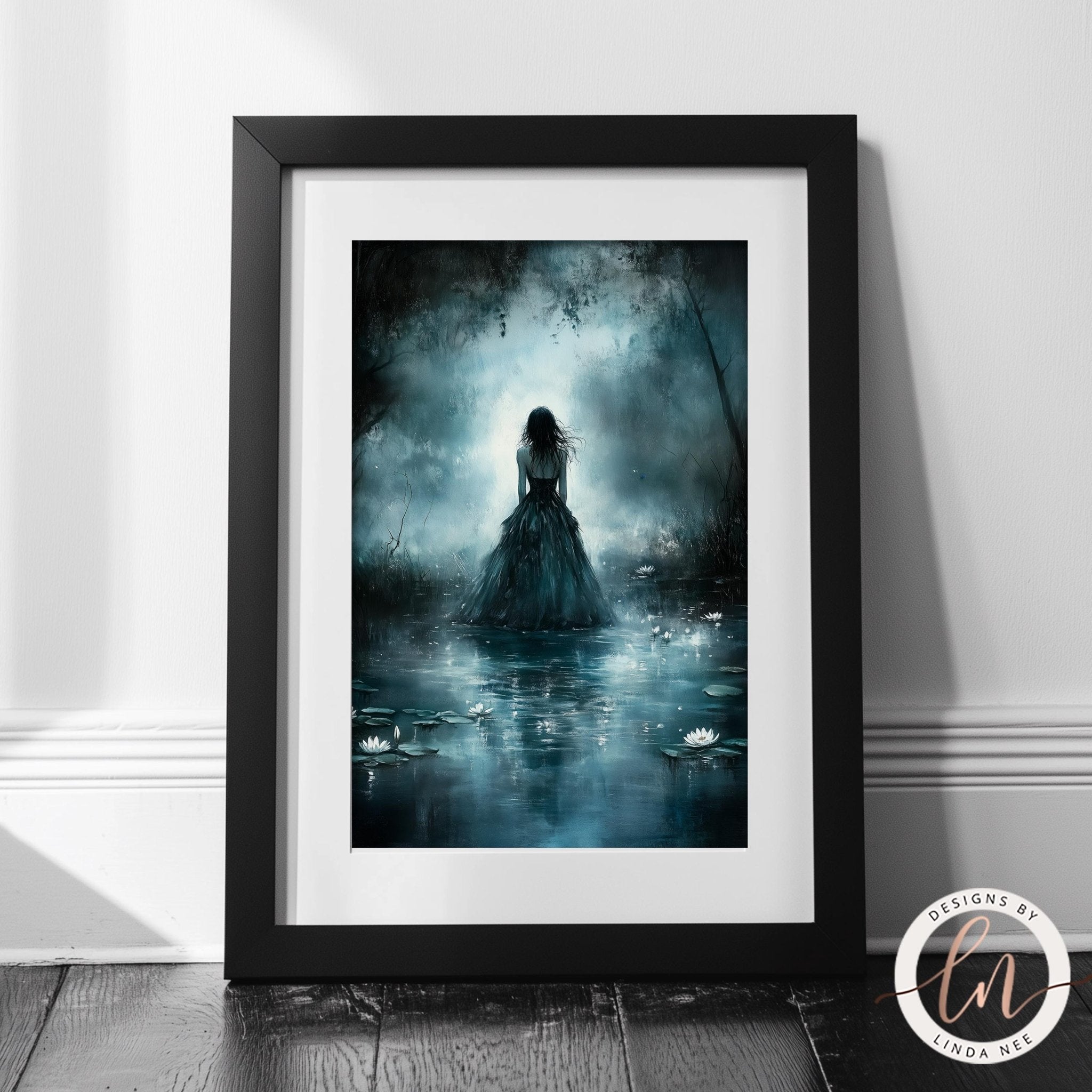 Woman Walking into the Lake Print