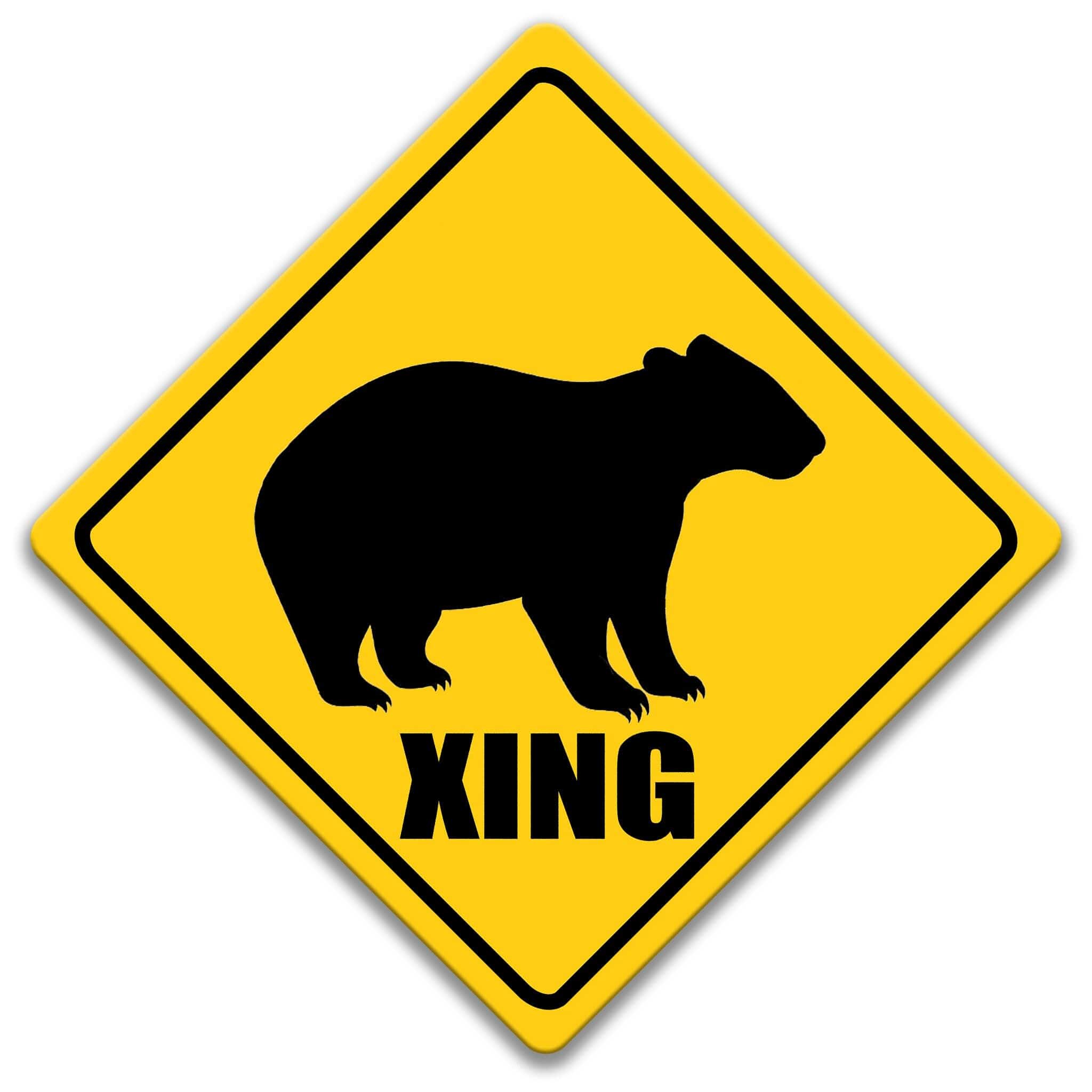 Wombat XING Caution Sign